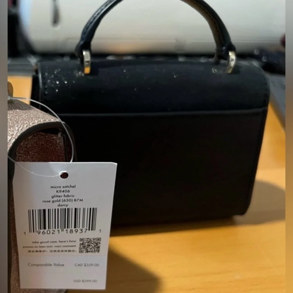 Kate Spade Darcy Black Glitter Micro Mini Purse NWOT